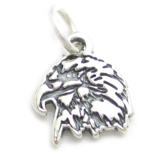 Eagle head 2D sterling silver charm .925 Eagles Birds Bird charms