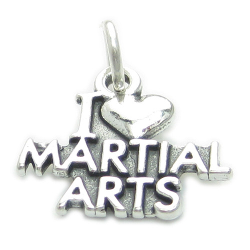 I Love Martial Arts sterling silver charm .925 Kung Fu Karate charms