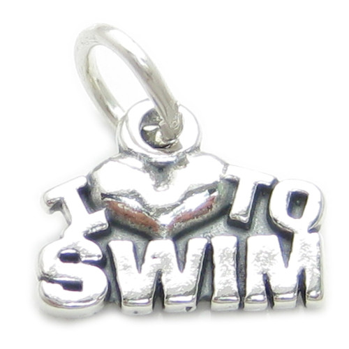 I Love to Swim sterling silver charm .925 Swimming Swimmer charms