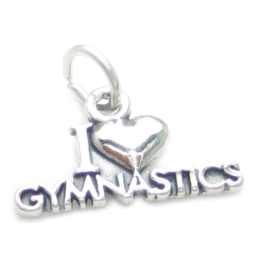 I Love Gymnastics sterling silver charm .925 x 1 Athletes Gymnast charms