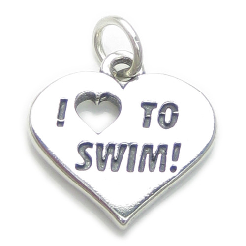 I Love to Swim sterling silver charm .925 x 1 Swimmer Swimming charms
