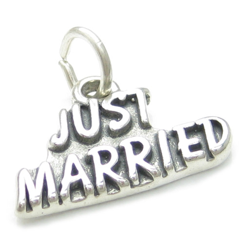 Just Married sterling silver charm .925 Marriage Wedding charms A1