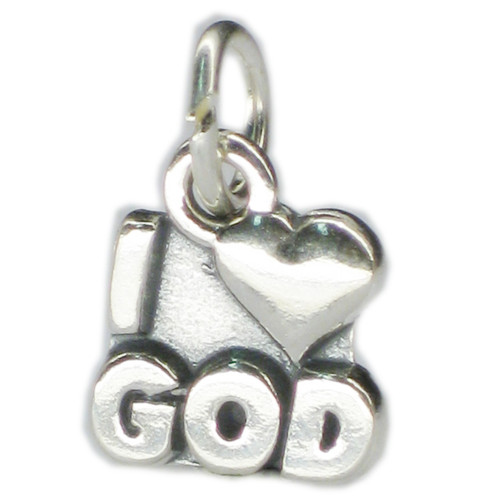 I Love God sterling silver charm .925 x 1 Holy charms
