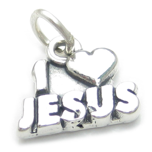 I Love Jesus sterling silver charm .925 x 1 Loving Caring Christ charms
