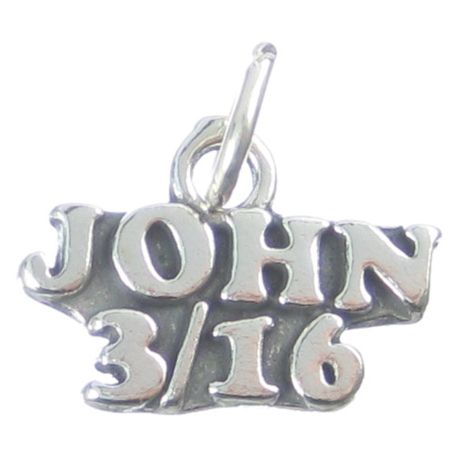John 3-16 sterling silver charm .925 x 1 Jesus Bible Holy Prayers charms