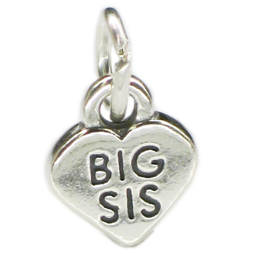 Big Sis heart sterling silver charm .925 x 1 Love Sister Family charms