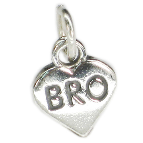 Bro in heart sterling silver charm .925 x 1 Brother love family charms
