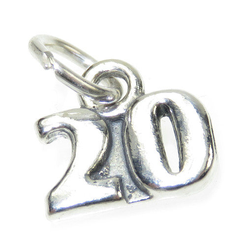Number 20 Twenty sterling silver charm .925 x 1 Birthday Age charms