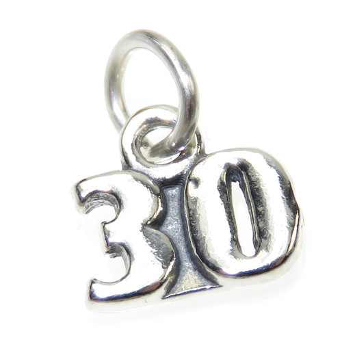 Number 30 Thirty sterling silver charm .925 x 1 Birthday Age charms