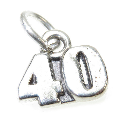 Number 40 Forty sterling silver charm .925 x 1 Birthday Age charms