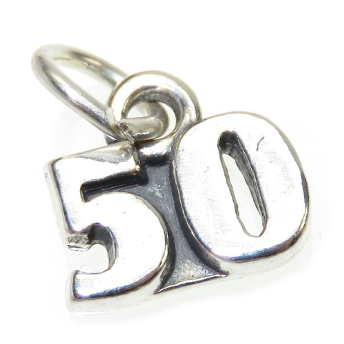 Number 50 Fifty sterling silver charm .925 x 1 Birthday Age charms