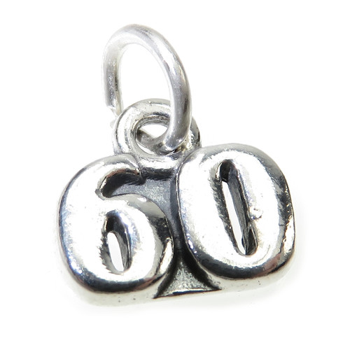 Number 60 Sixty sterling silver charm .925 x 1 Birthday Age charms