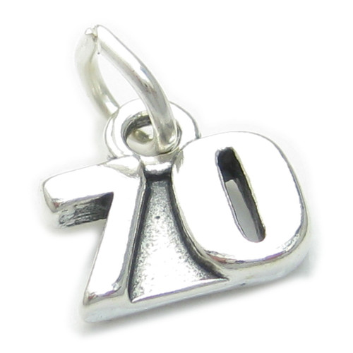 Number 70 Seventy sterling silver charm .925 x 1 Birthday Age charms