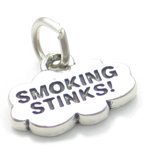 Smoking Stinks sterling silver charm .925 x1 Smoke Smoker Quitting charms