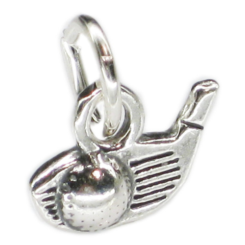 Golf club head ball sterling silver small charm .925 x 1 Golfing charms