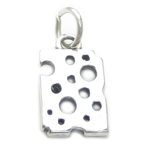 Cheese sterling silver charm .925 x 1 Cheeses with Holes charms.