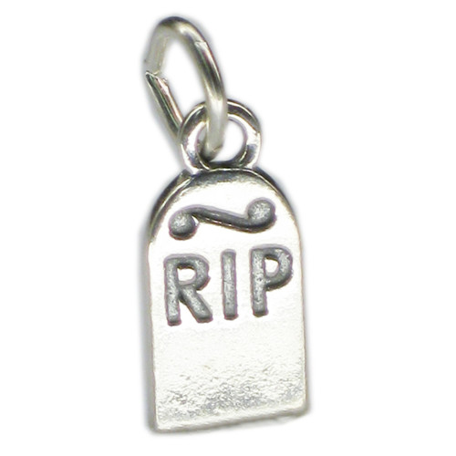 Headstone Tombstone Gravestone sterling silver charm .925 x 1 Halloween