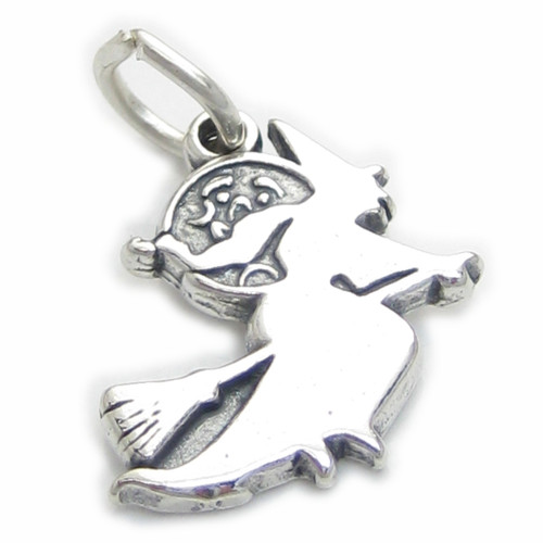 Witch sterling silver charm .925 x 1 Halloween Witches charms A1