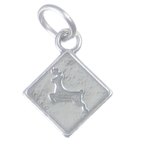 Deer Crossing Sign sterling silver charm .925 x 1 Deers Warnings charms