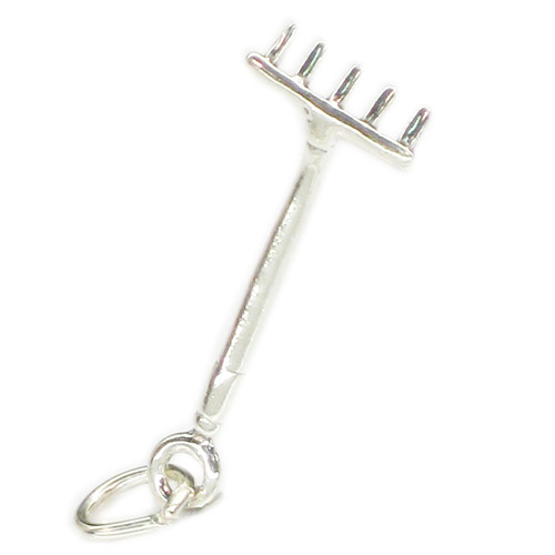 Garden Rake sterling silver charm .925 x 1 Gardening charms