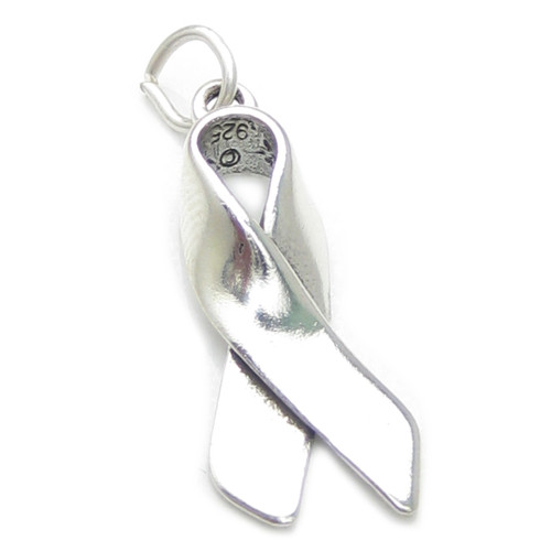Awareness Ribbon sterling silver charm .925 x 1 charity ribbons