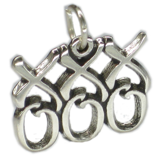 Hugs and Kisses sterling silver charm .925 x 1 XOXO