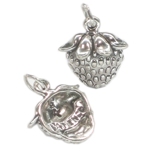 Strawberry Patience sterling silver charm .925 x 1 Fruit with Meaning