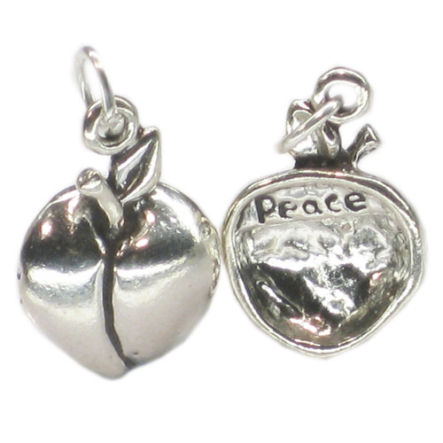 Peach Peace sterling silver charm .925 Fruit with Meaning