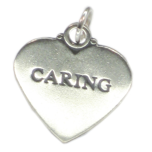 CARING sterling silver charm pendant .925 care and love charms