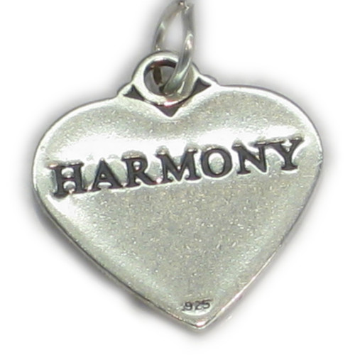 HARMONY sterling silver heart charm pendant .925 Affirmation charms