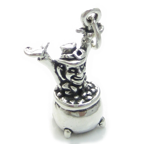 Leprechaun in a pot of gold sterling silver charm .925 x 1 Irish charms