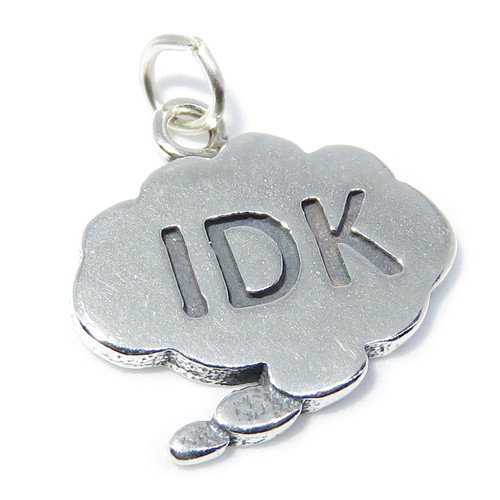 IDK sterling silver charm .925 I Dont Know & speech bubbles charms