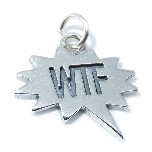 WTF sterling silver charm .925 x 1 .925 x 1 Speech Bubble Text charms