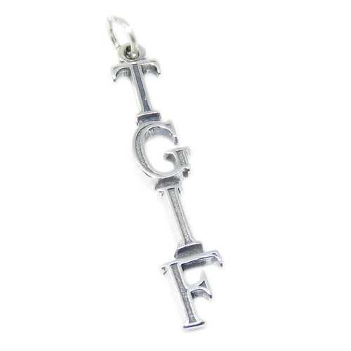 TGIF Thank God Its Friday sterling silver charm .925 x 1 End of Week