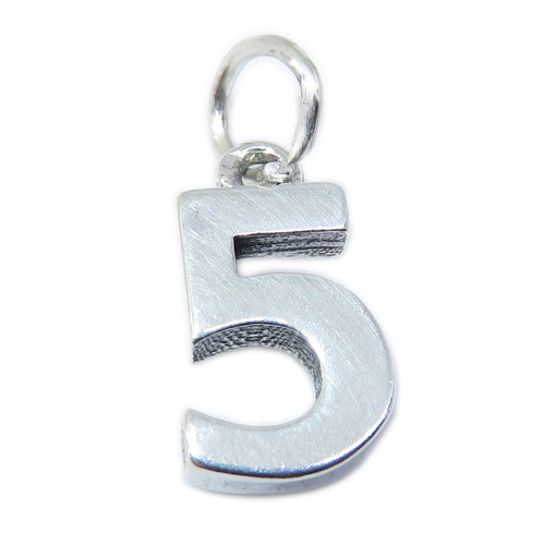 Number 5 sterling silver charm .925 x 1 Numbers Five charms