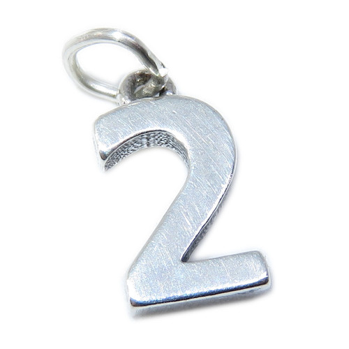 Number 2 sterling silver charm .925 x 1 Numbers Two charms
