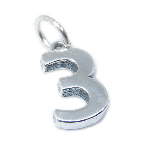 Number 3 sterling silver charm .925 x 1 Numbers Three charms