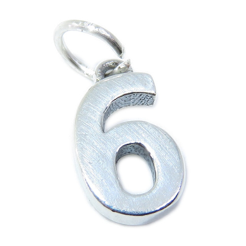 Number 6 sterling silver charm .925 x 1 Numbers Six charms