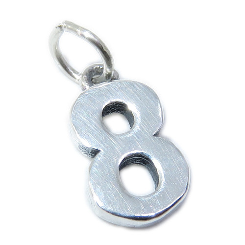 Number 8 sterling silver charm .925 Numbers Eight charms