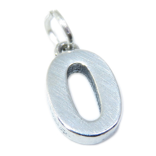Number 0 sterling silver charm .925 x 1 Numbers Zero charms