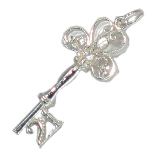21st birthday key sterling silver charm .925 x 1 Birthdays keys charms
