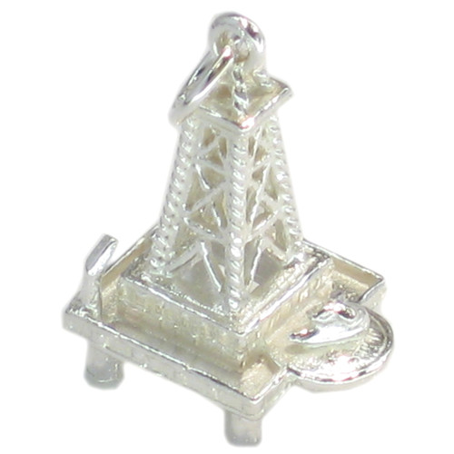 Oil Rig sterling silver charm .925 x 1 Drilling Platform Rigs Charms