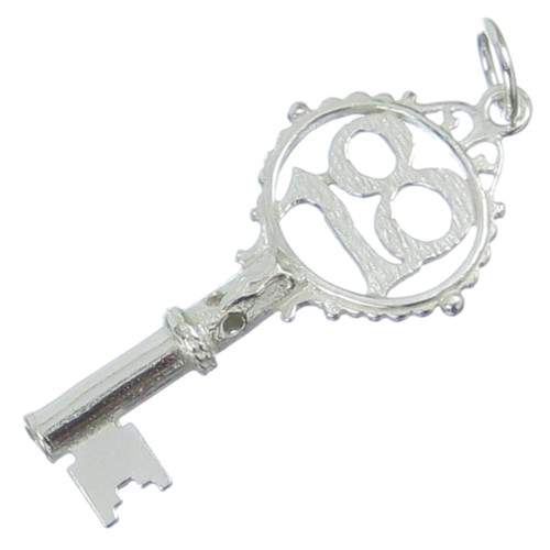 18 Key sterling silver charm pendant .925 x 1 18th Birthdays charms