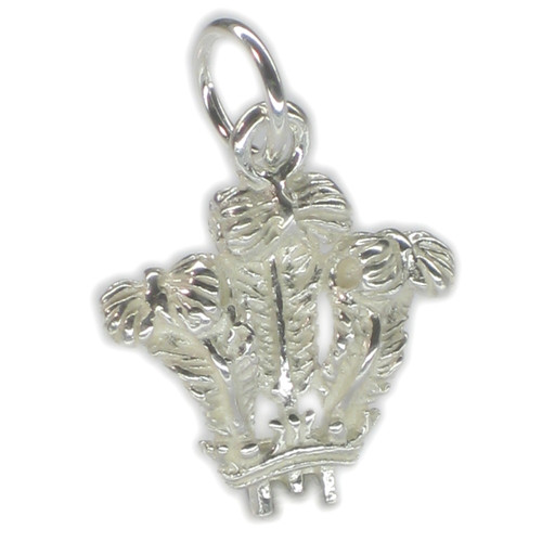 Prince of Wales Feathers sterling silver charm.