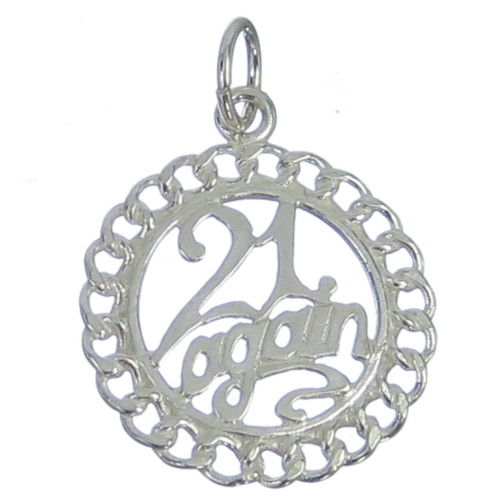 21 Again sterling silver charm pendant .925 x 1 Age Birthday charms
