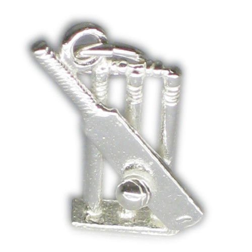 Cricket Bat Ball and stumps sterling silver charm .925 Cricketing charms