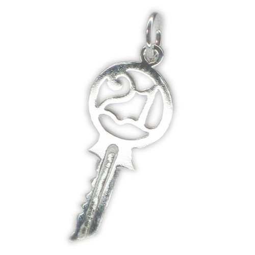 21st Birthday yale key sterling silver charm .925 Twenty First charms K1