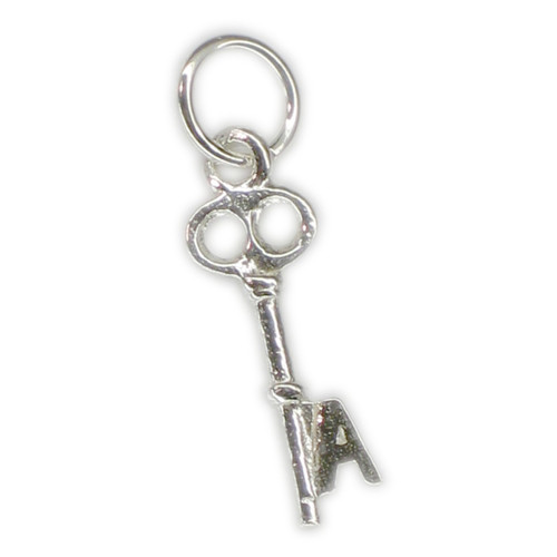 Initial A Letter A Small sterling silver key charm .925 x 1 Letters