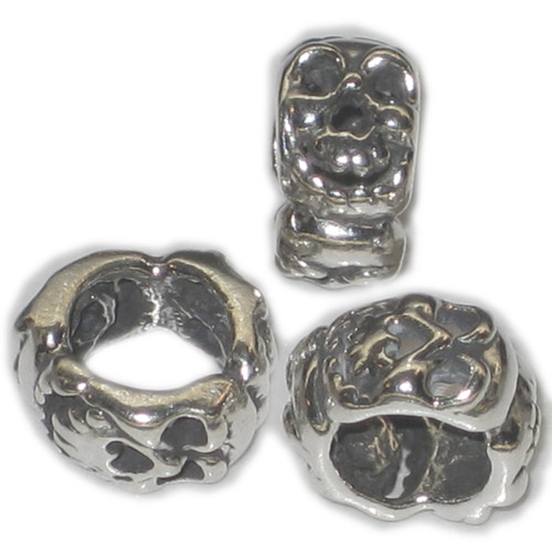 Skull Bead sterling silver charm spacer .925 x 1 Beads charms spacers