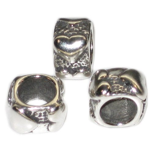 Love Heart Bead sterling silver charm spacer .925 Beads charms spacers